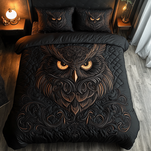 Soaring Owl 3-Piece Quilted Bedding Set NCU0DK7704