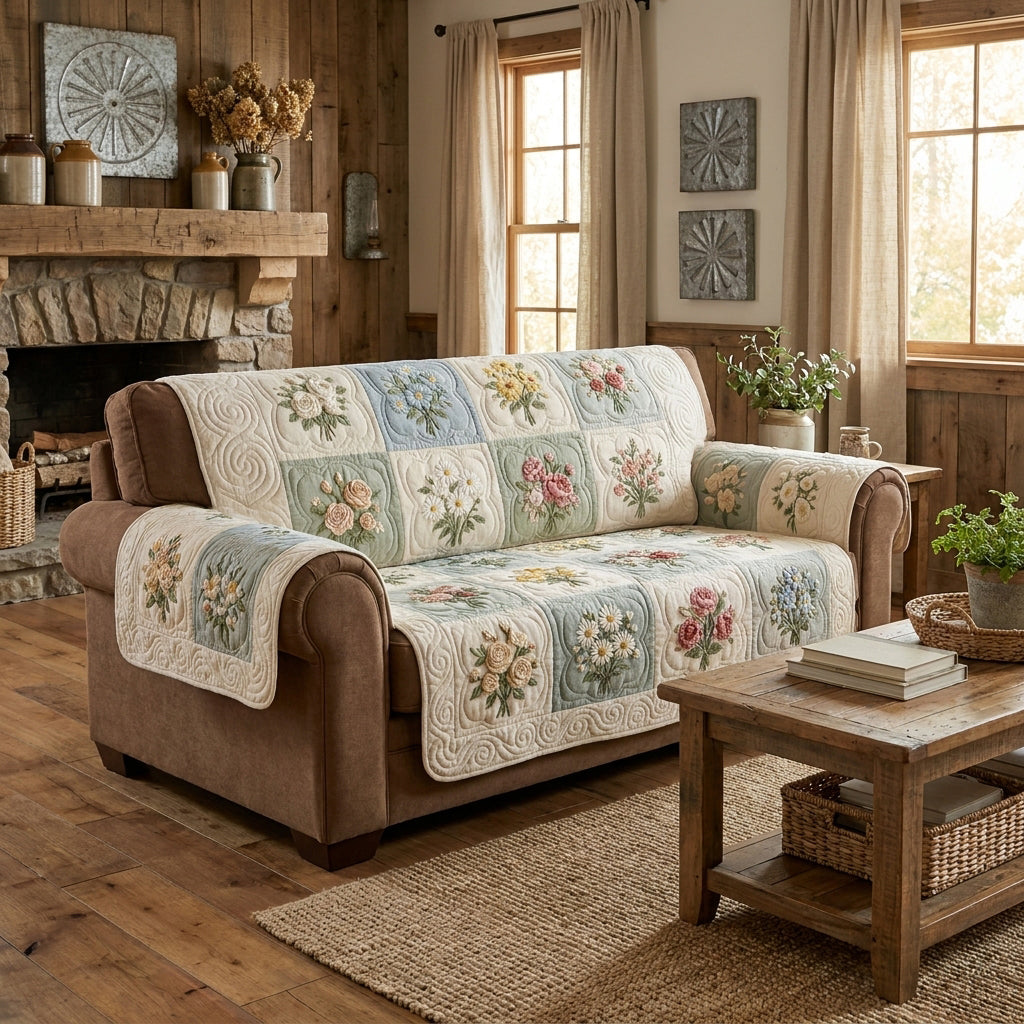 Soft Garden Quilted Sofa Cover NCU0TV1552