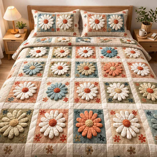 Soft Blossom 3-Piece Quilted Bedding Set NCU0XD2522