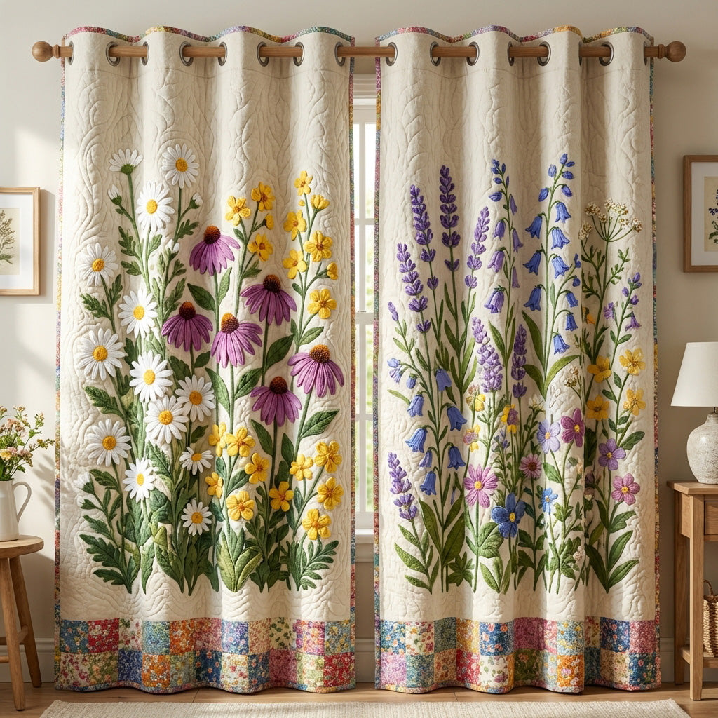 Soft Blossom Quilted Curtains NCU0TV1763