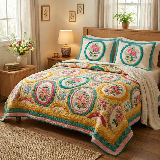 Soft Bouquet 3-Piece Quilted Bedding Set NCU0TD2523