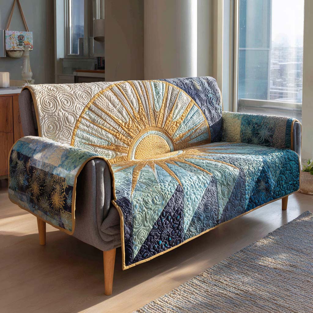 Soft Coral Sunflare Quilted Sofa Cover NCU0XD2067
