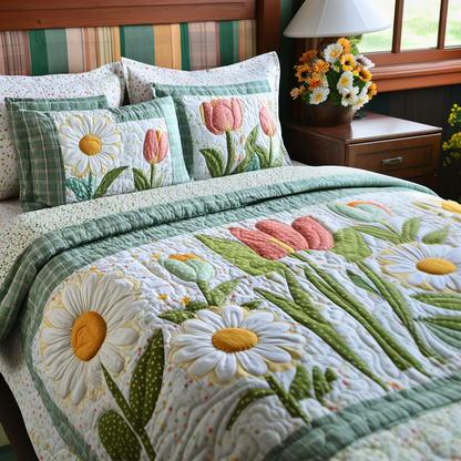 Soft Flora 3-Piece Quilted Bedding Set NCU0VH3676
