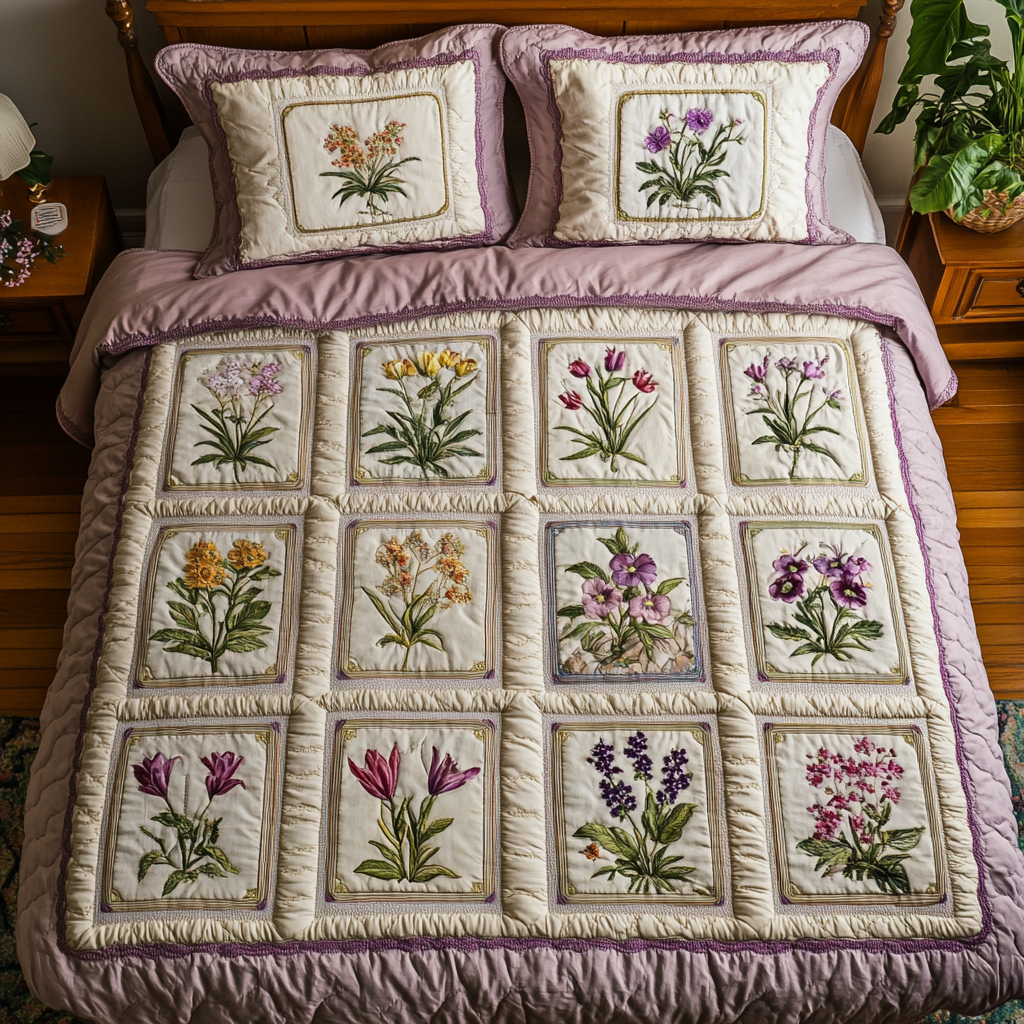 Soft Florals 3-Piece Quilted Bedding Set NCU0VH5291