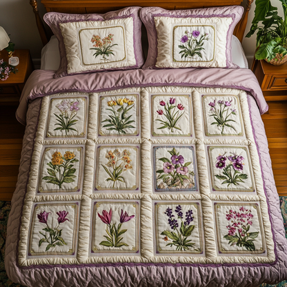 Soft Florals 3-Piece Quilted Bedding Set NCU0VH5291