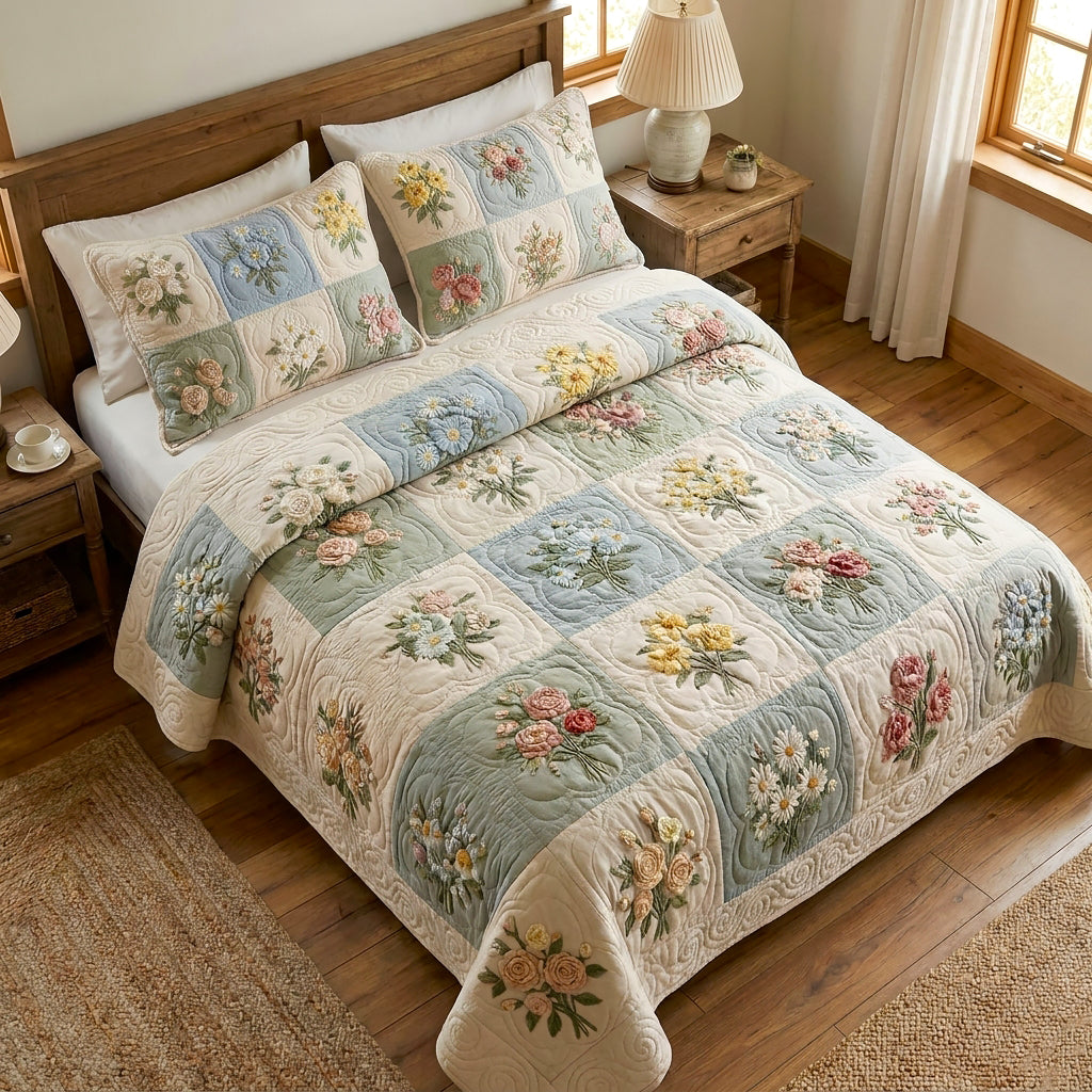 Soft Garden 3-Piece Quilted Bedding Set NCU0TV1552