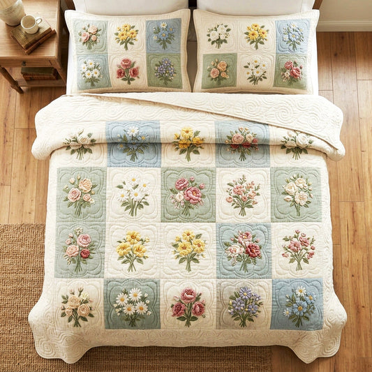 Soft Garden 3-Piece Quilted Bedding Set NCU0TV1678