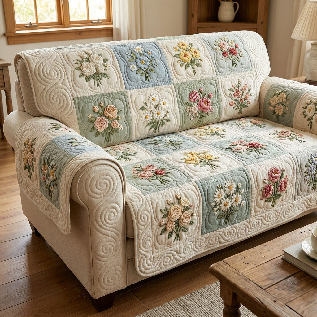 Soft Garden Quilted Sofa Cover NCU0TV1552