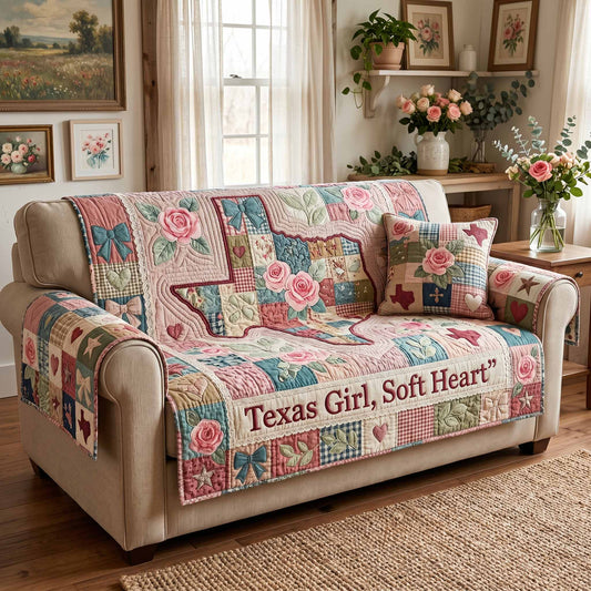 Soft Heart Quilted Sofa Cover NCU0XD2872
