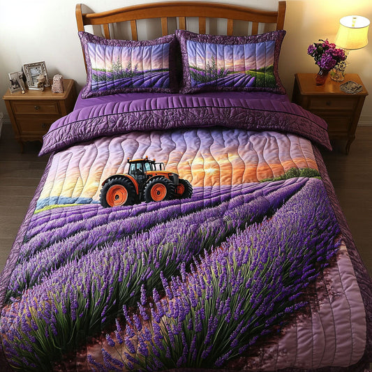 Soft Lavender Waves 3-Piece Quilted Bedding Set NCU0NT6769