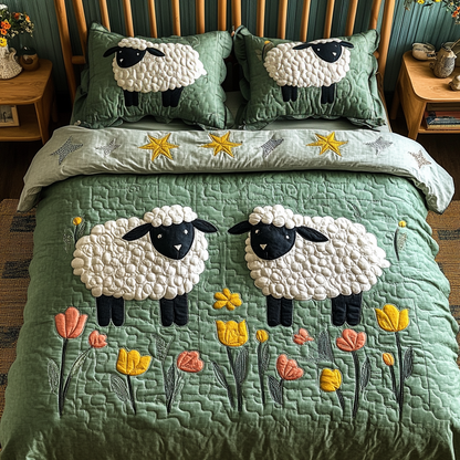 Soft Meadow 3-Piece Quilted Bedding Set NCU0VH3656