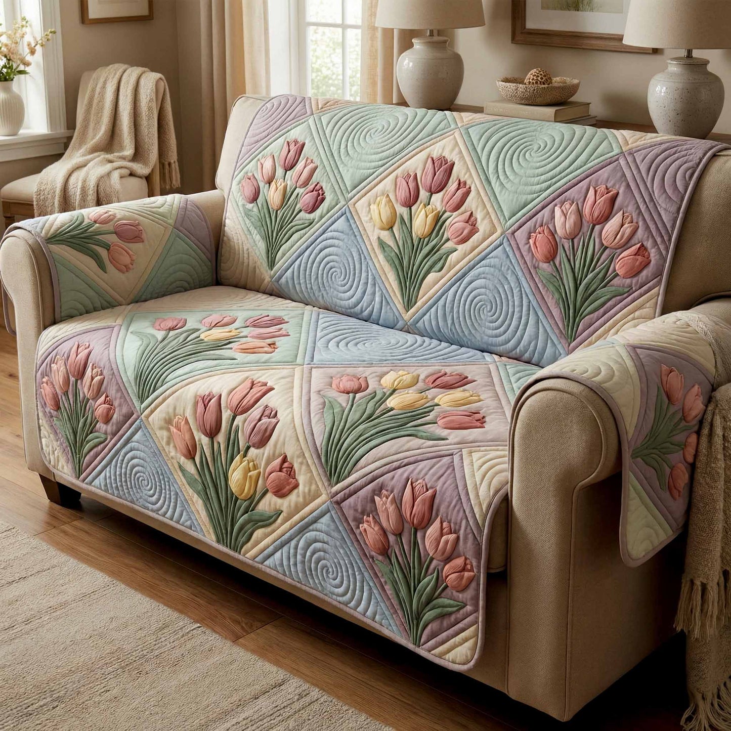 Soft Meadow Quilted Sofa Cover NCU0XD2445