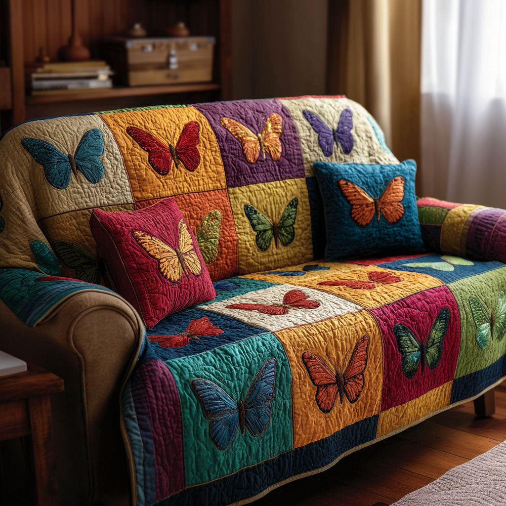 Soft Meadow Wings Quilted Sofa Cover NCU0NT12308