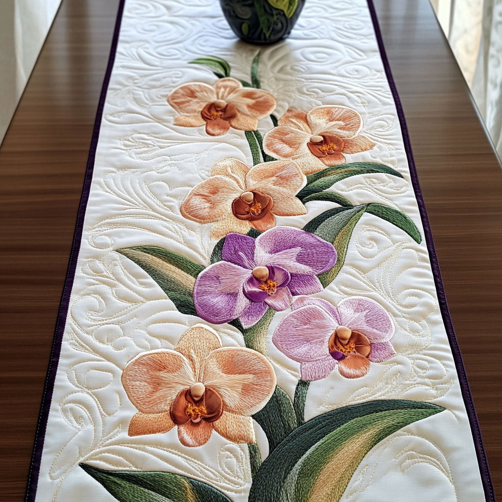 Soft Orchid Bloom Quilted Table Runner NCU0NT4628