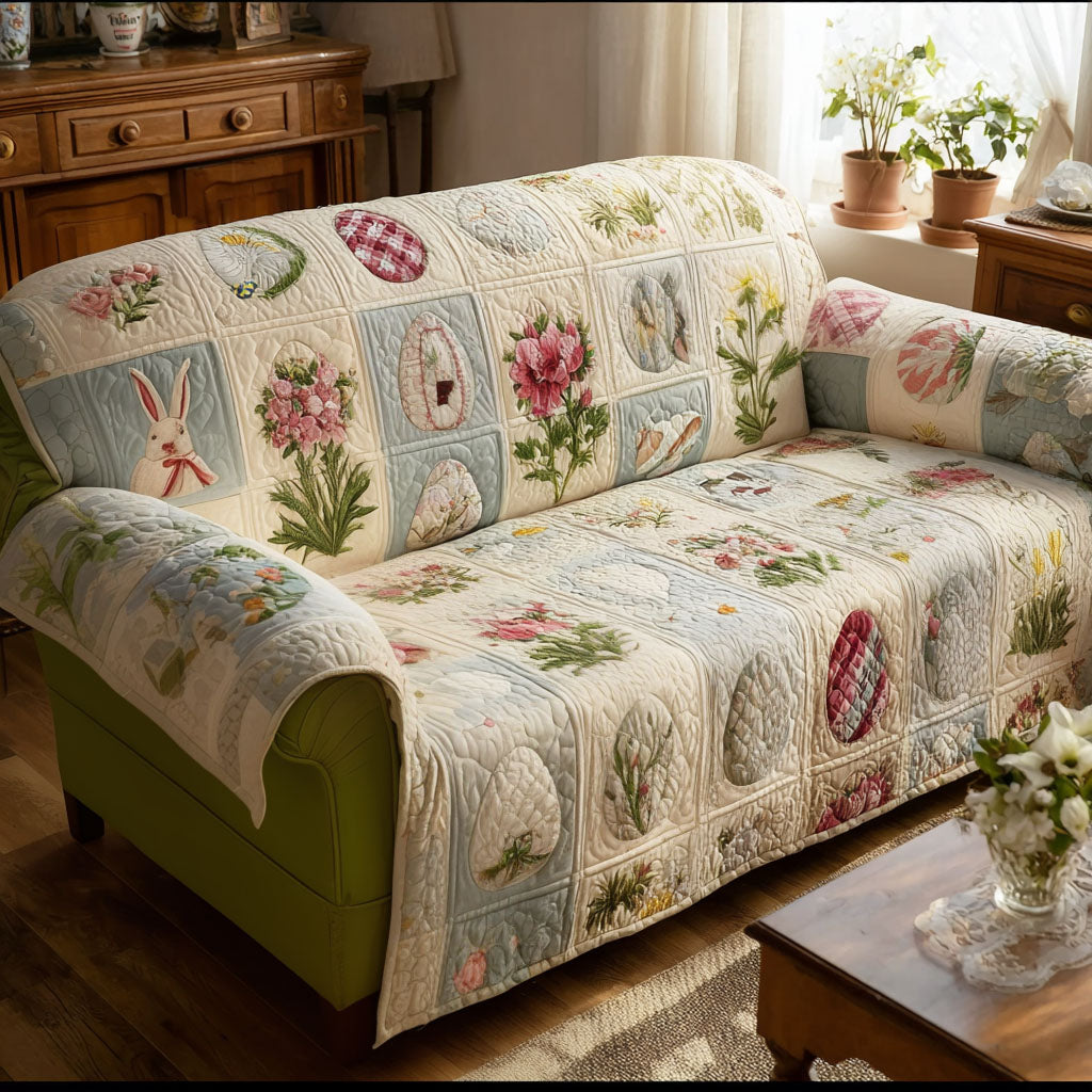 Soft Pastel Easter Quilted Sofa Cover NCU0PT11421