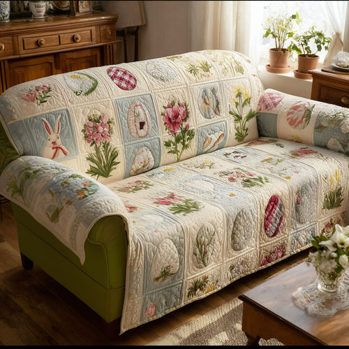 Soft Pastel Easter Quilted Sofa Cover NCU0PT11421