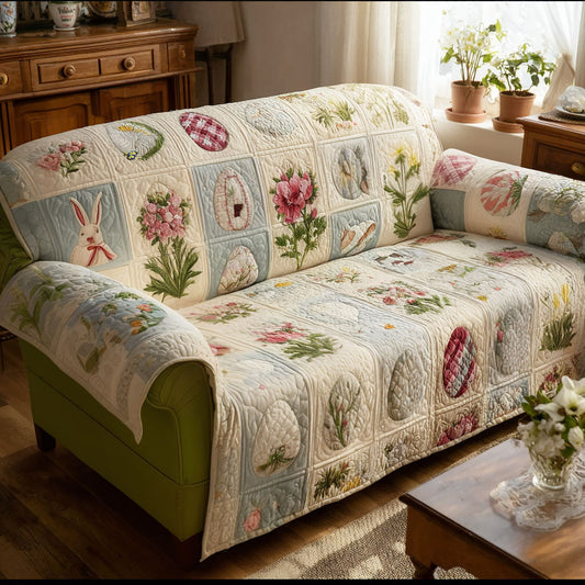 Soft Pastel Easter Quilted Sofa Cover NCU0PT11421