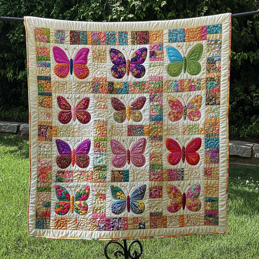 Soft Patchwork Butterflies Quilted Blanket NCU0NT3404