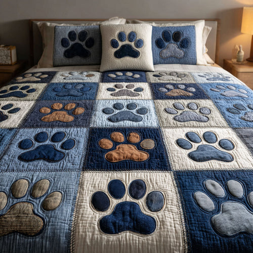 Soft Paw Haven 3-Piece Quilted Bedding Set NCU0NT11869