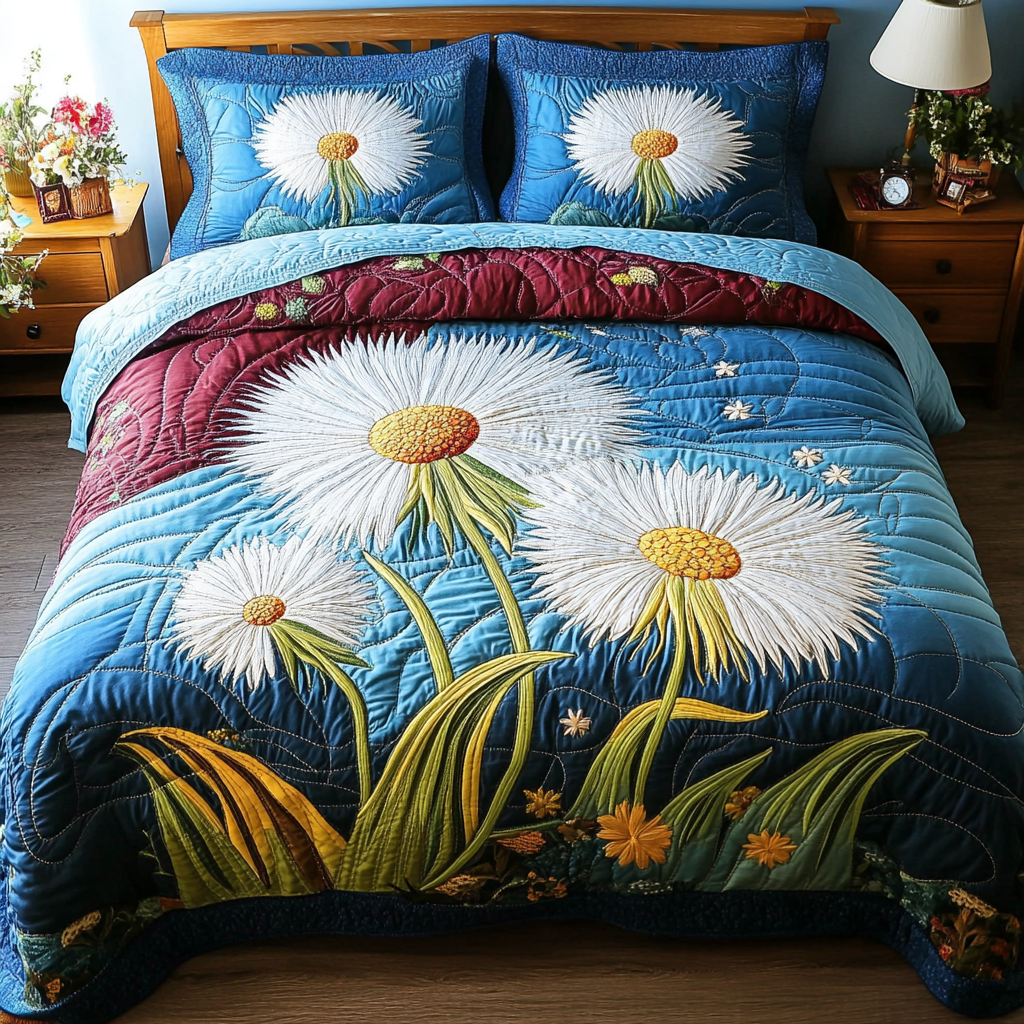 Soft Petals 3-Piece Quilted Bedding Set NCU0DK5945