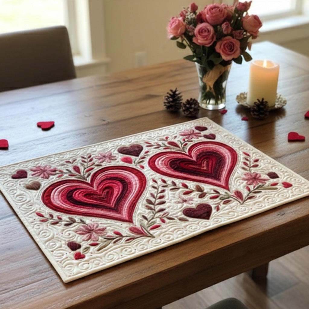 Soft Petals And Deep Hearts Quilted Place Mat NCU0PT11252