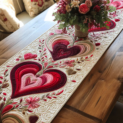 Soft Petals and Deep Hearts Quilted Table Runner NCU0PT11252