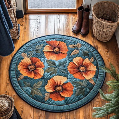 Soft Poppy Whispers Quilted Round Mat NCU0XD134