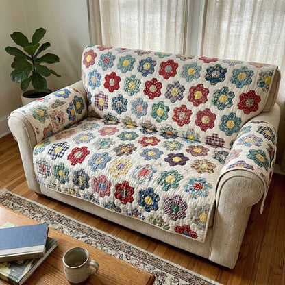 Soft Wildflower Quilted Sofa Cover NCU0XD2550
