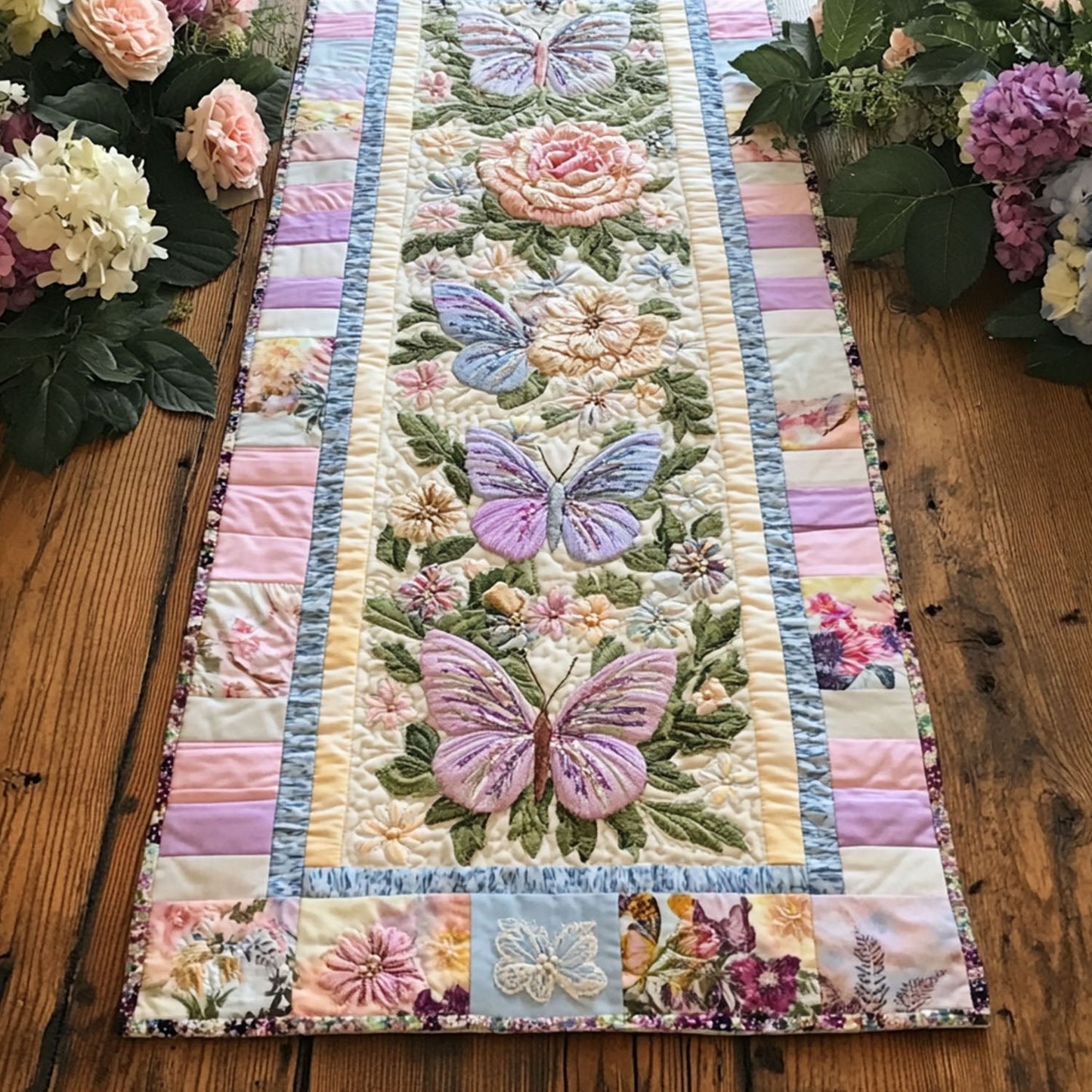 Soft Winged Beauty Quilted Table Runner NCU0PT5687