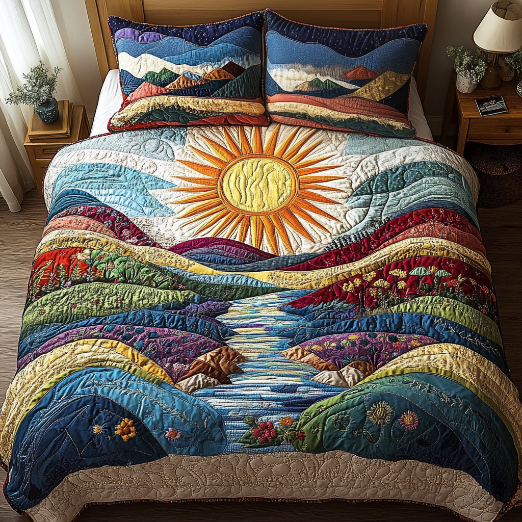 Solar Bliss 3-Piece Quilted Bedding Set NCU0DV3303