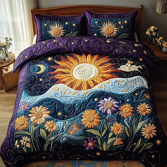 Solar Bloom 3-Piece Quilted Bedding Set NCU0DV9056