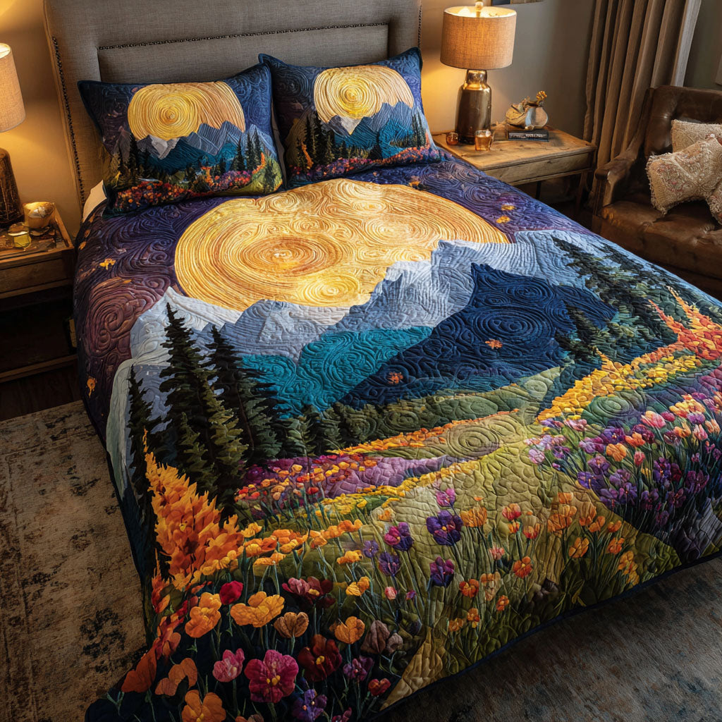 Solar Bloom 3-Piece Quilted Bedding Set NCU0TV555