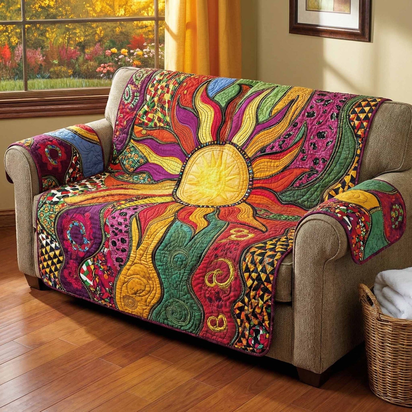 Solar Bloom Quilted Sofa Cover NCU0XD2453