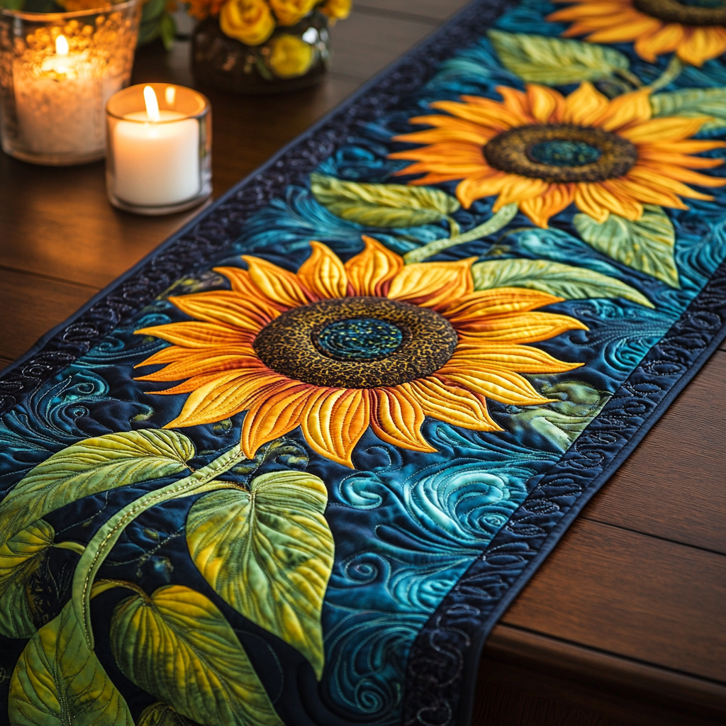 Solar Bloom Quilted Table Runner NCU0VH148