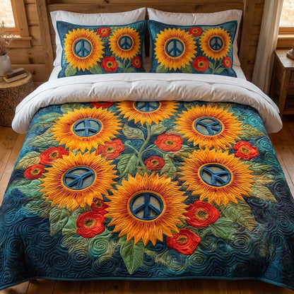 Solar Flower 3-Piece Quilted Bedding Set NCU0XD2670