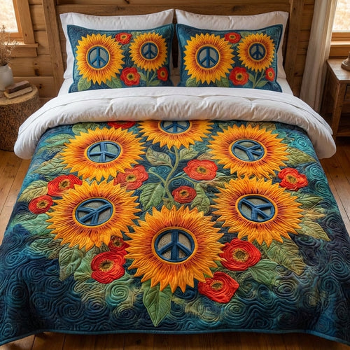 Solar Flower 3-Piece Quilted Bedding Set NCU0XD2670