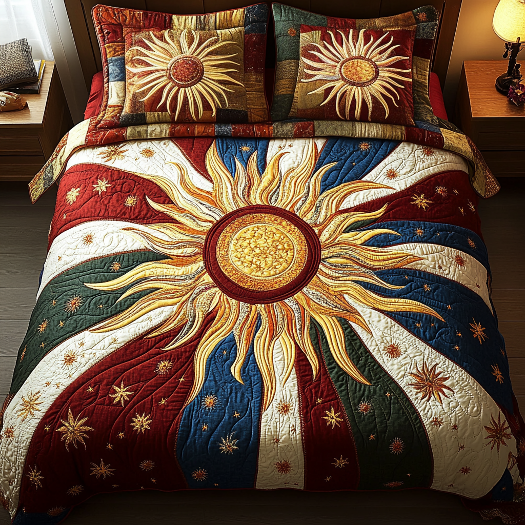 Solar Symphony 3-Piece Quilted Bedding Set NCU0VH2933