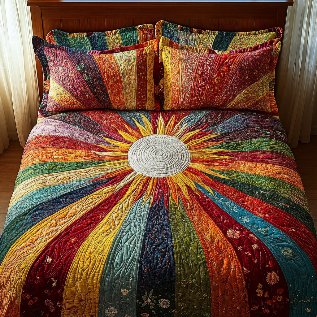 Solar Symphony 3-Piece Quilted Bedding Set NCU0DV2657