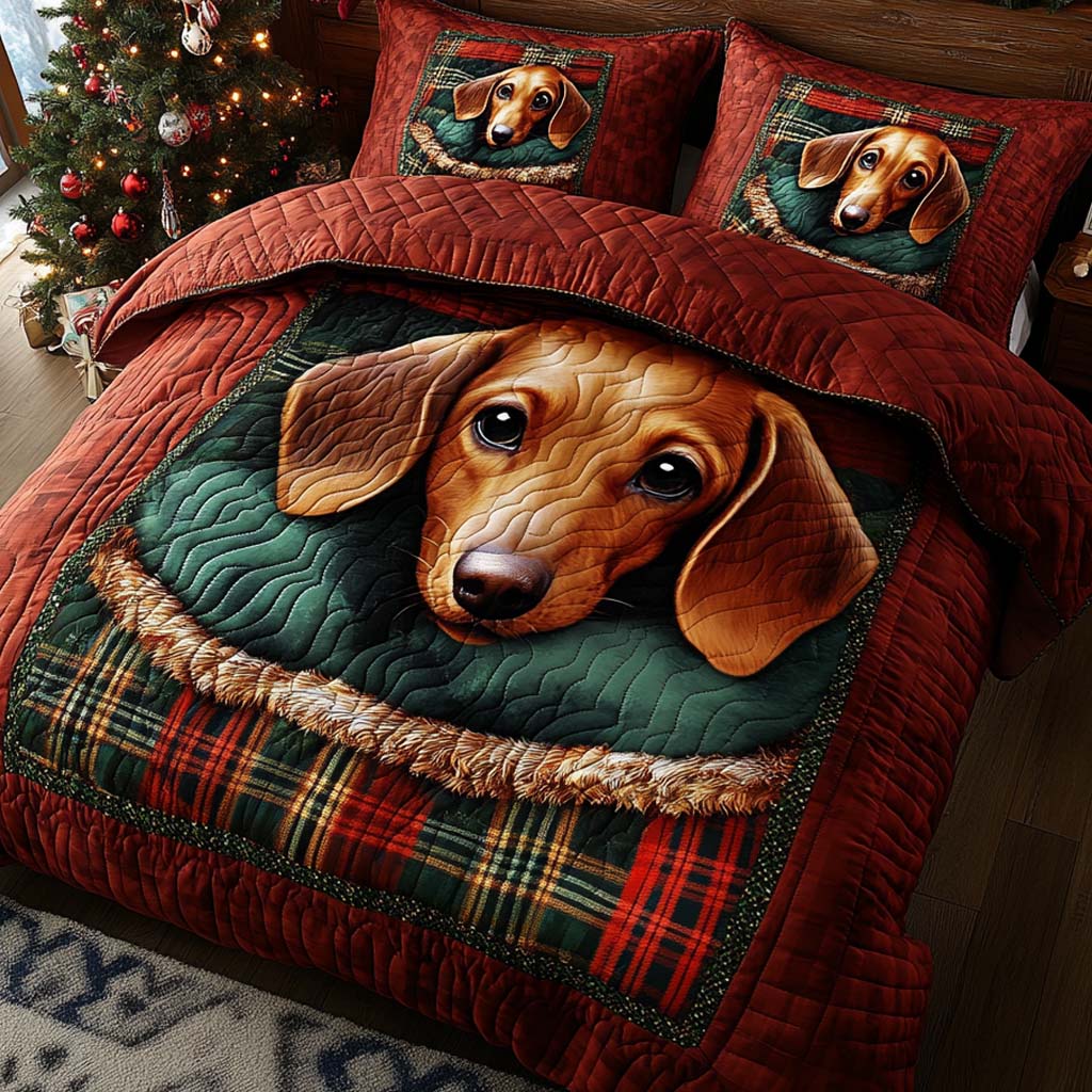 Solo Dachshund 3-Piece Quilted Bedding Set NCU0XD733