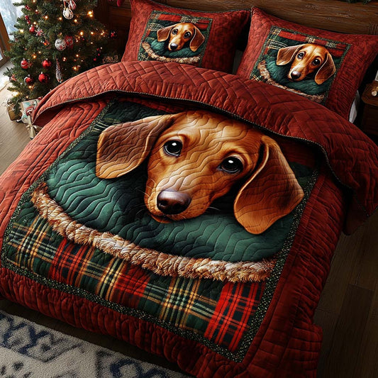 Solo Dachshund 3-Piece Quilted Bedding Set NCU0XD733