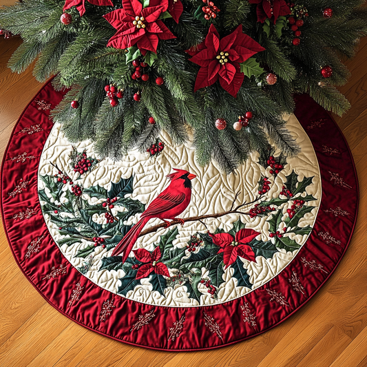 Song of the Red Feather Christmas Quilted Tree Skirt NCU0DK1654