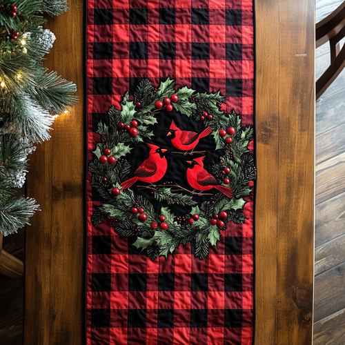 Songbird in Scarlet Quilted Table Runner NCU0DK1579