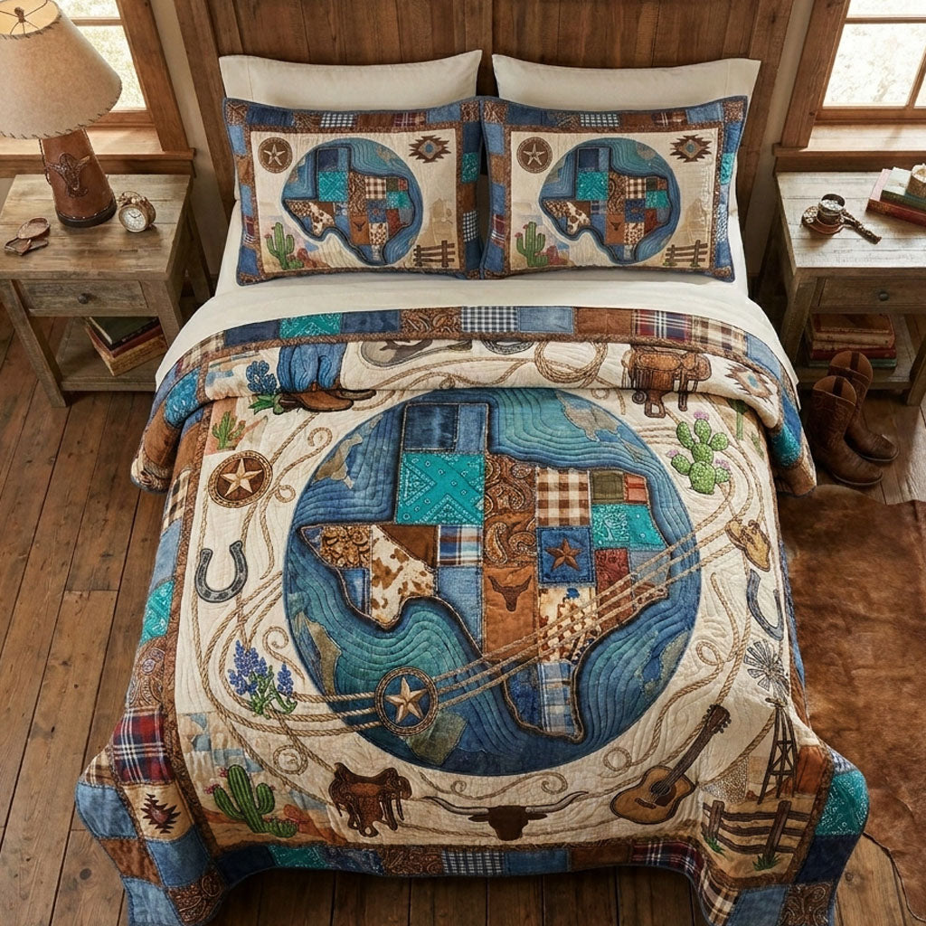 Songs of the Lone Star 3-Piece Quilted Bedding Set NCU0PT11745