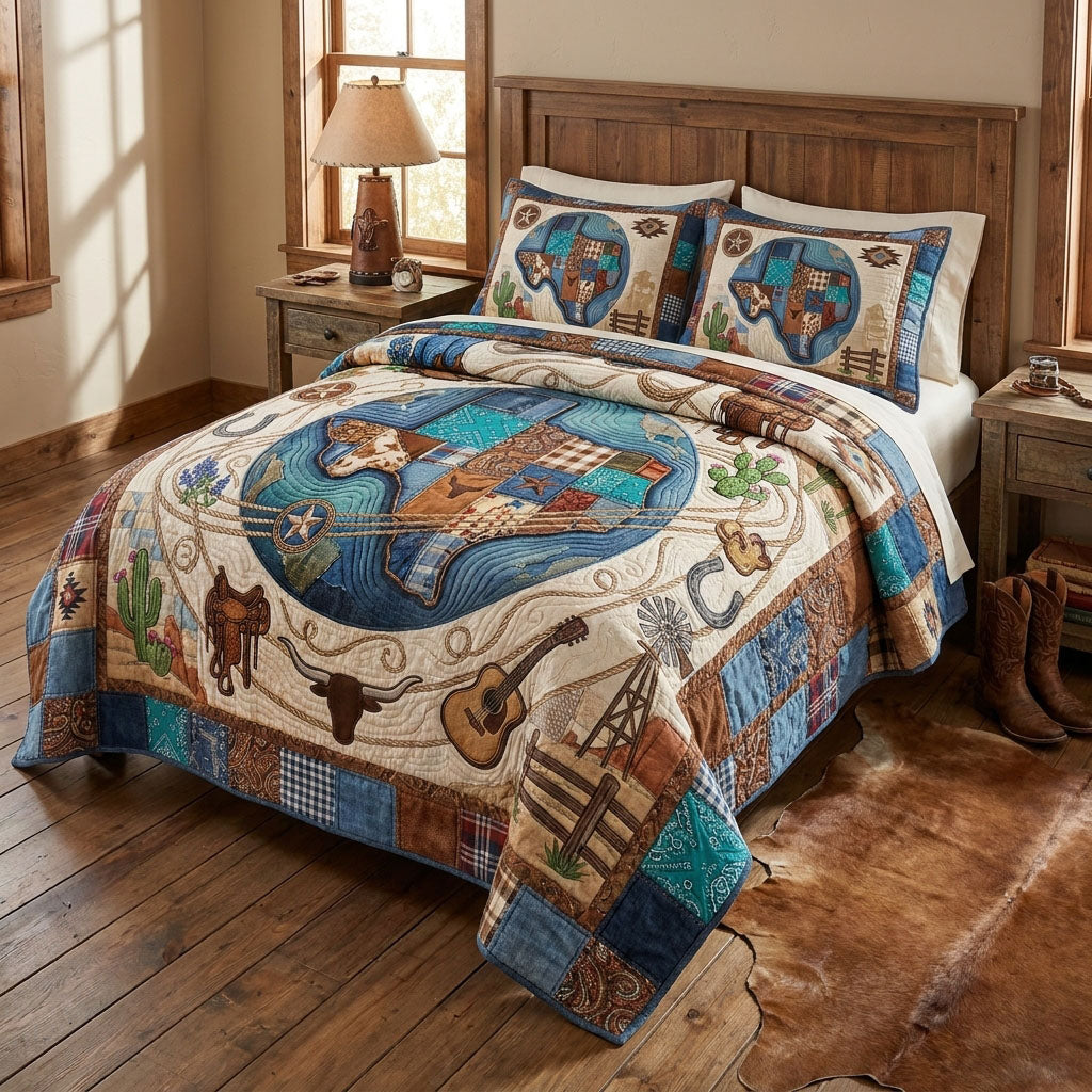 Songs of the Lone Star 3-Piece Quilted Bedding Set NCU0PT11745