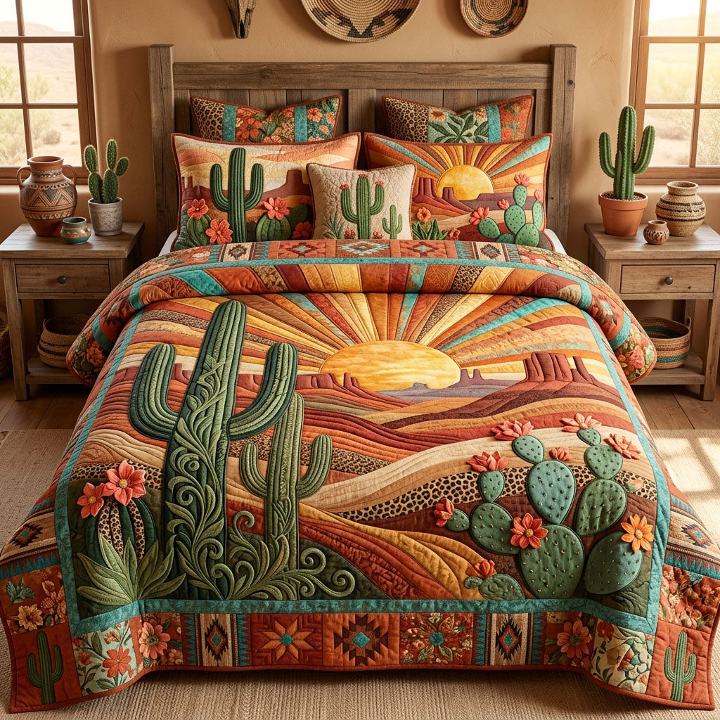 Sonoran Sunset Splendor 3-Piece Quilted Bedding Set NCU0PT11764
