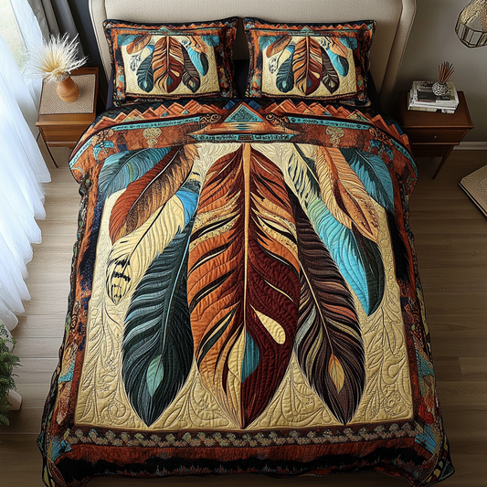 Soul Feathers 3-Piece Quilted Bedding Set NCU0DV4288