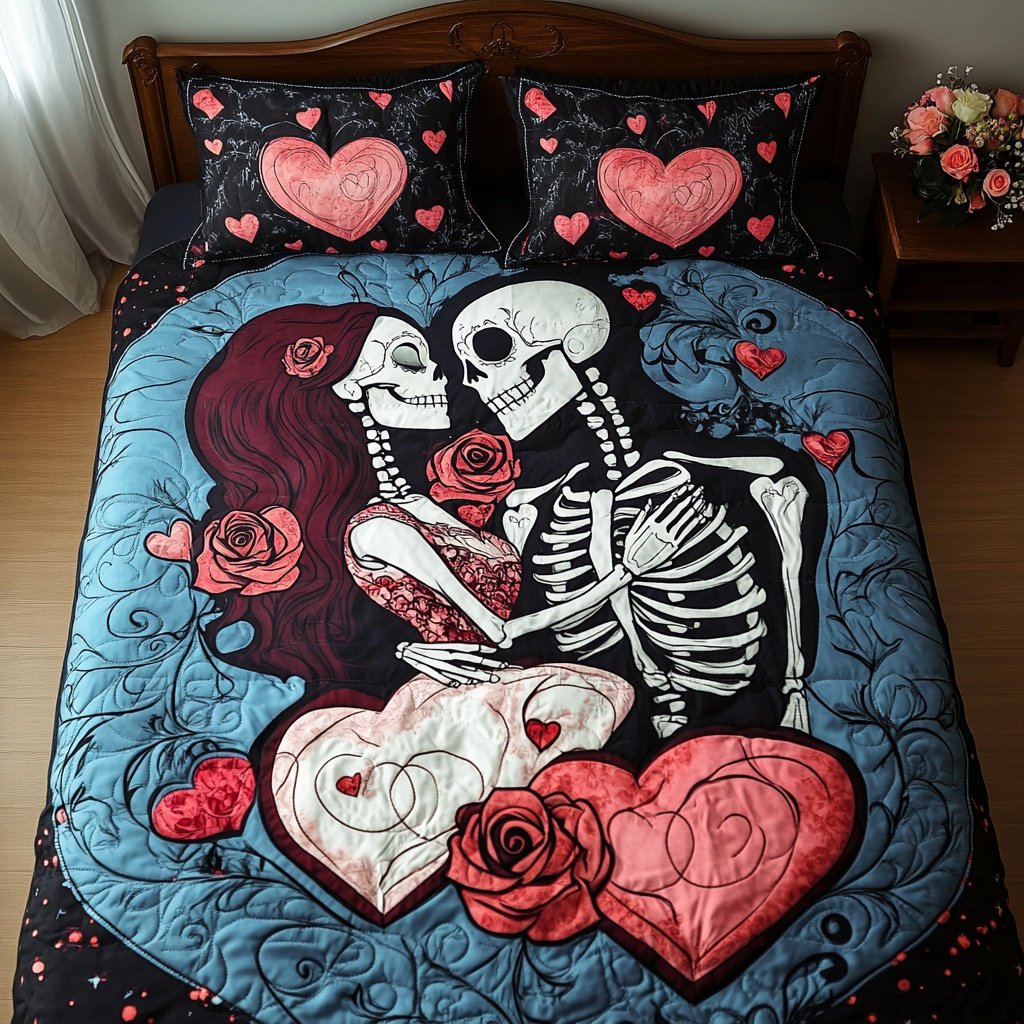 Soulmate Skeletons 3-Piece Quilted Bedding Set NCU0TL2047