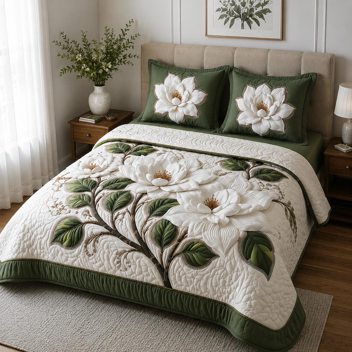 Southern Bloom 3-Piece Quilted Bedding Set NCU0DV3625