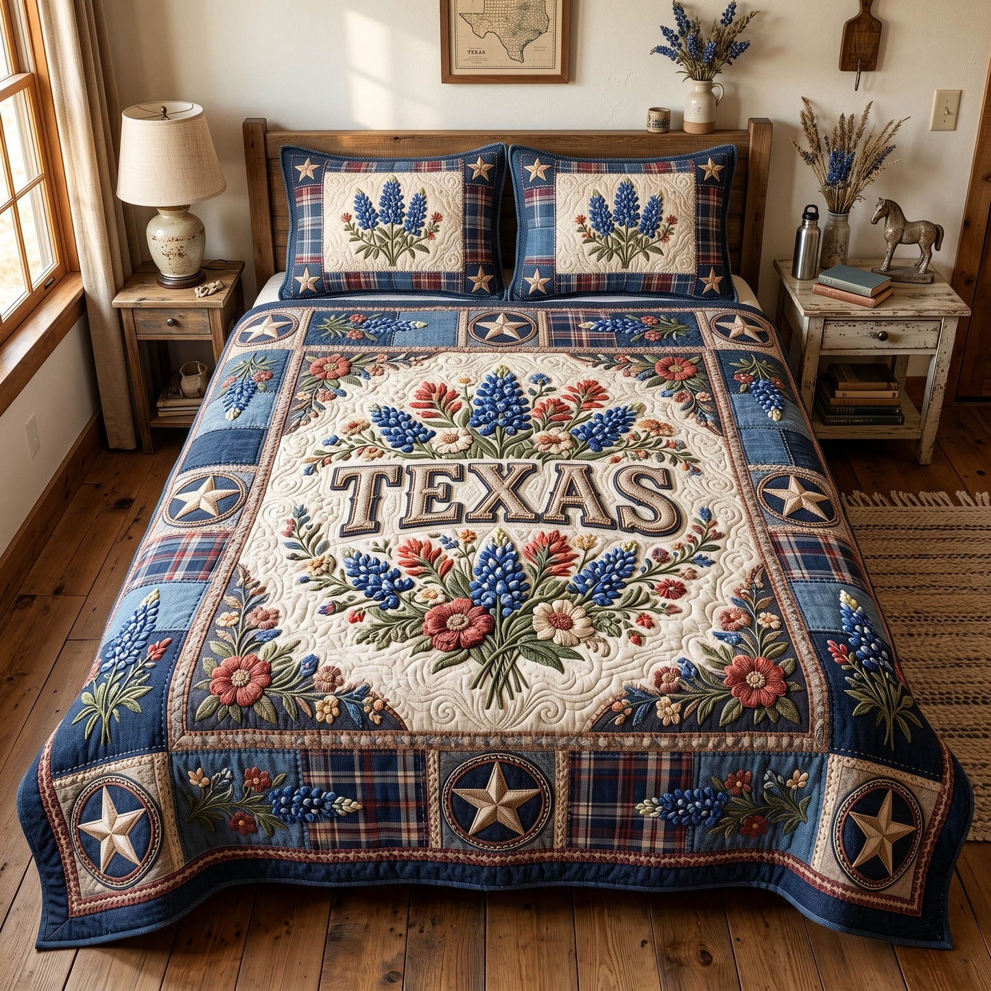 Southern Petals 3-Piece Quilted Bedding Set NCU0TD2777