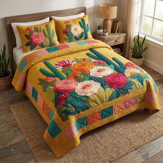 Southwest Cactus 3-Piece Quilted Bedding Set NCU0NT12589
